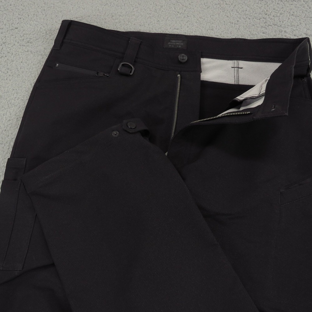 Thorogood Men Black Carpenter Work Pants 36x32 Articulated Knee Canvas Workwear